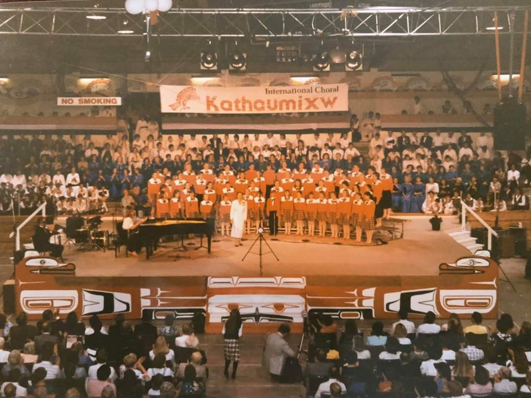 Canada, Powell River. Receiving the Grand 
                                    Prix at the International Choir 
                                    Competition 'Kathaumixw'